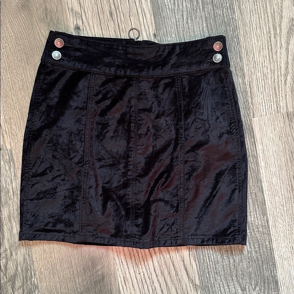 Free people retro velvet mini skirt black womens size 25 XS